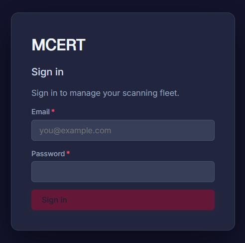 The sign-in screen