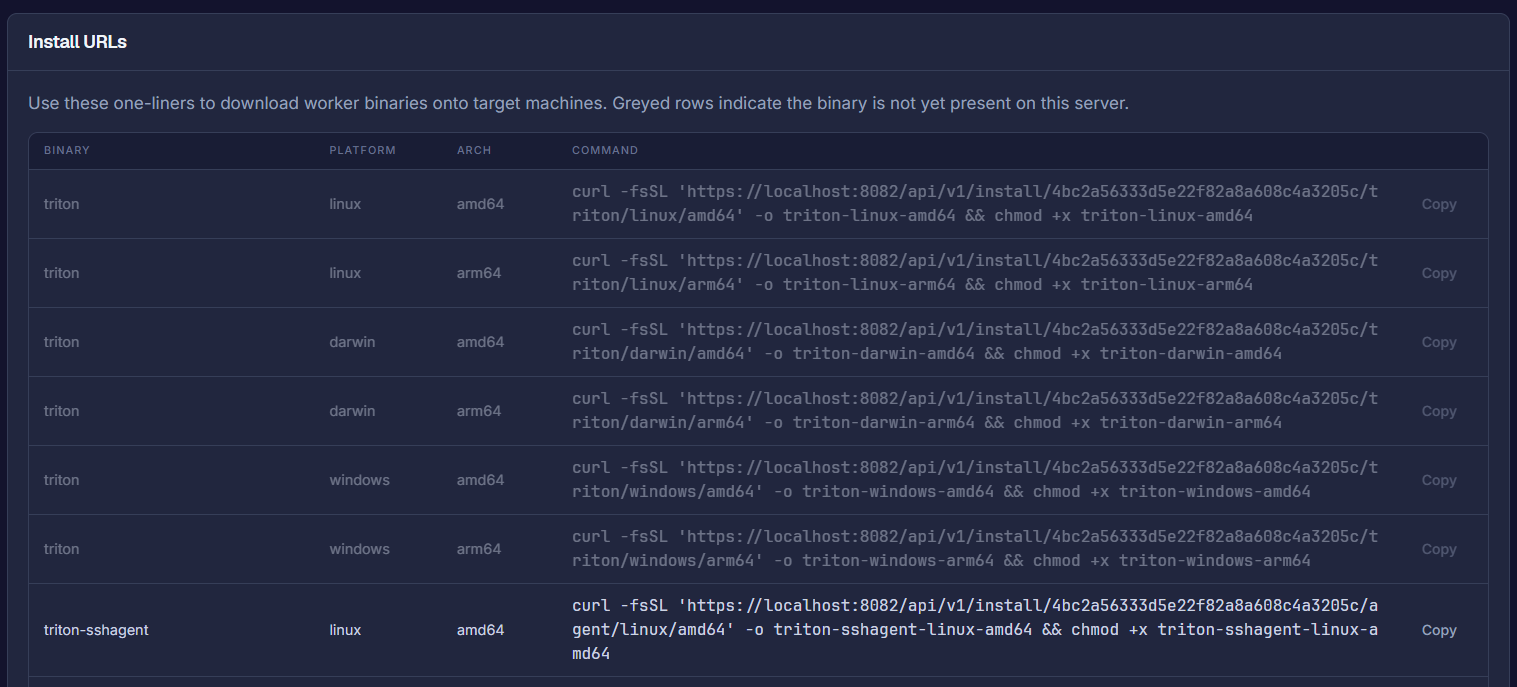 A per-binary install URL